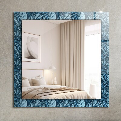 Specchio stampato Specchio stampato Pattern di foglie blu
