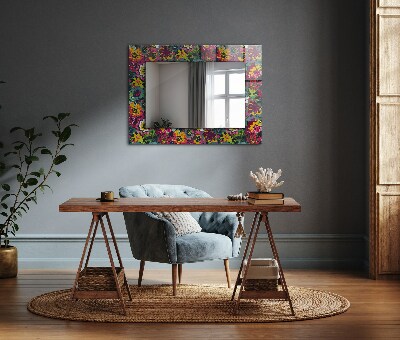 Specchio con cornice stampata Specchio con cornice stampata Motivi floreali colorati