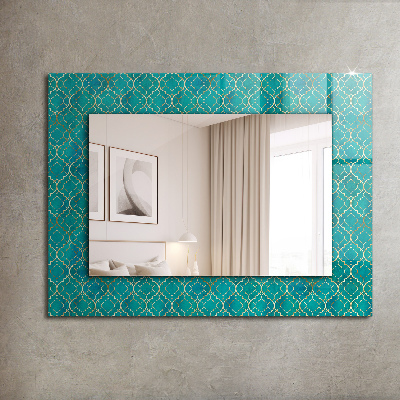 Specchio stampato Specchio stampato Motivo geometrico verde