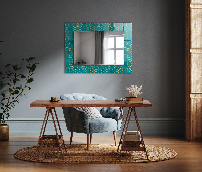 Specchio stampato Specchio stampato Motivo geometrico verde