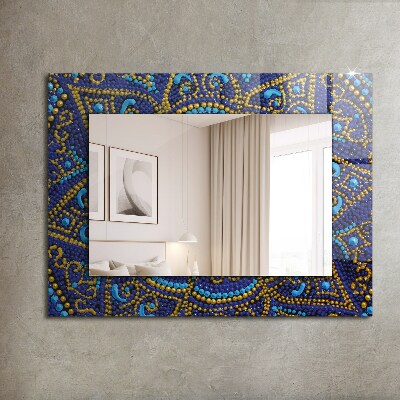 Specchio stampato Specchio stampato Mandala a puntini blu