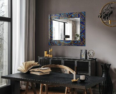 Specchio stampato Specchio stampato Mandala a puntini blu