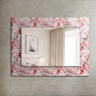 Specchio con cornice stampata Specchio con cornice stampata Fenicotteri rosa