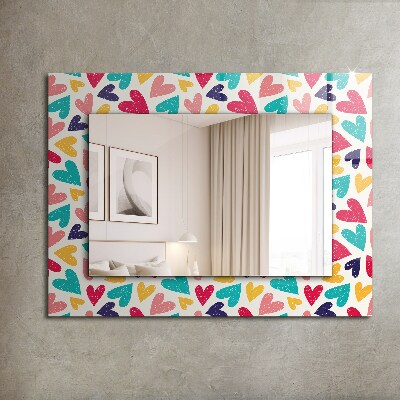 Specchio stampato Specchio stampato Disegno di cuori colorati