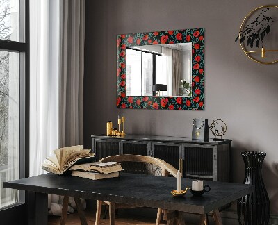 Specchio con cornice stampata Specchio con cornice stampata Fiori di papavero