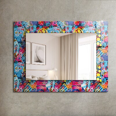 Specchio con cornice stampata Specchio con cornice stampata Motivo astratto colorato
