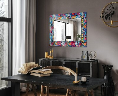 Specchio con cornice stampata Specchio con cornice stampata Motivo astratto colorato