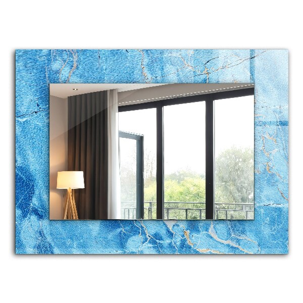 Specchio con cornice stampata Specchio con cornice stampata Motivo blu marmorizzato