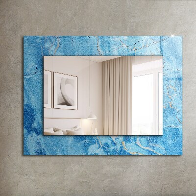 Specchio con cornice stampata Specchio con cornice stampata Motivo blu marmorizzato