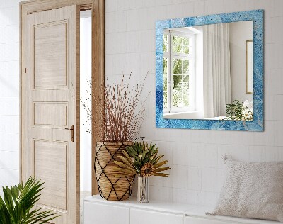 Specchio con cornice stampata Motivo blu marmorizzato