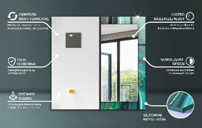 Specchio con cornice stampata Fiori e uccelli