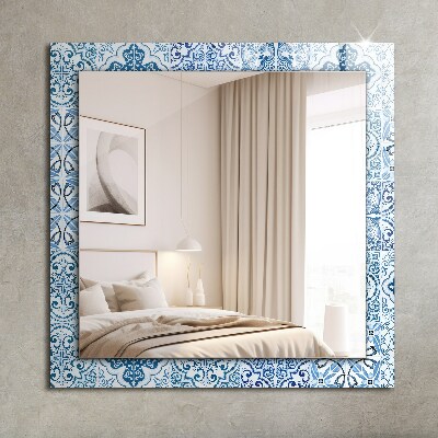 Specchio con cornice stampata Specchio con cornice stampata Piastrelle decorative blu