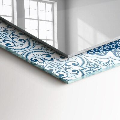 Specchio con cornice stampata Specchio con cornice stampata Piastrelle decorative blu