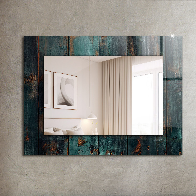 Specchio con cornice stampata Specchio con cornice stampata Tavole verdi in legno