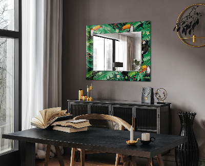 Specchio stampato Specchio stampato Foglie di giungla di tucani
