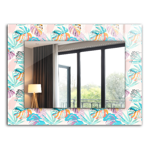 Specchio stampato Specchio stampato Foglie tropicali colorate