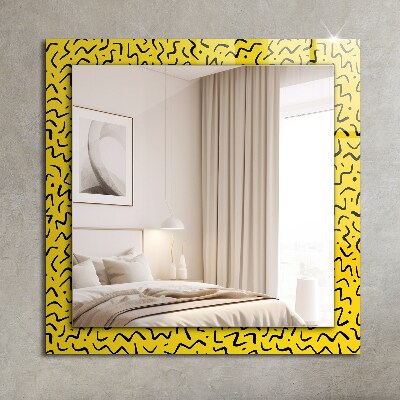 Specchio con cornice stampata Specchio con cornice stampata Disegno astratto giallo