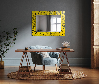 Specchio con cornice stampata Specchio con cornice stampata Disegno astratto giallo