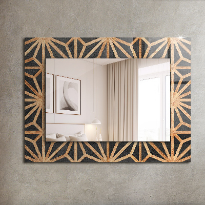 Specchio con cornice stampata Specchio con cornice stampata Motivo geometrico in legno