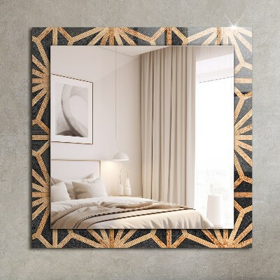 Specchio con cornice stampata Specchio con cornice stampata Motivo geometrico in legno
