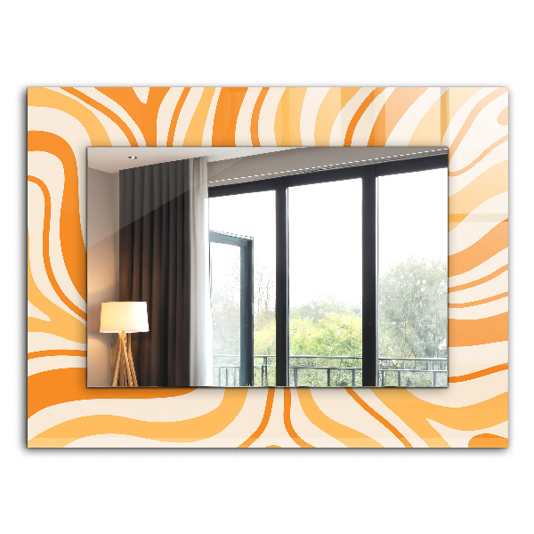Specchio con cornice stampata Specchio con cornice stampata Motivi astratti arancioni