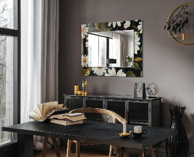 Specchio con cornice stampata Specchio con cornice stampata Foglie di margherita bianca
