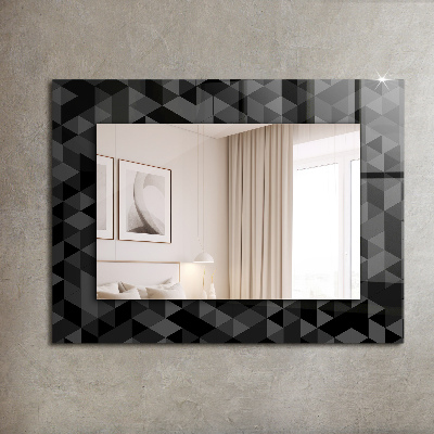 Specchio con cornice stampata Specchio con cornice stampata Triangoli neri e grigi