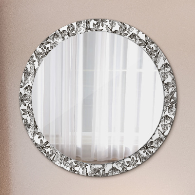 Specchio rotondo stampato Foglie tropicali