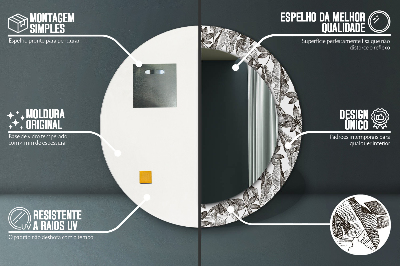 Specchio rotondo stampato Foglie tropicali