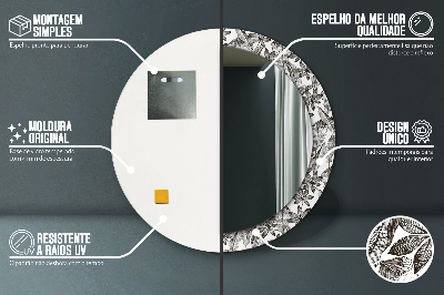 Specchio rotondo stampato Foglie tropicali