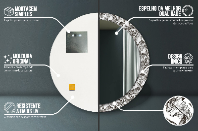 Specchio rotondo stampato Foglie tropicali