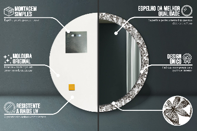 Specchio rotondo stampato Foglie tropicali