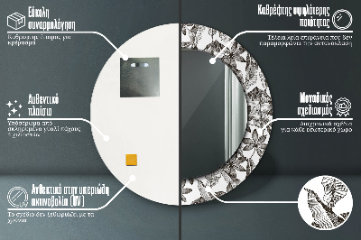 Specchio rotondo stampato Foglie tropicali