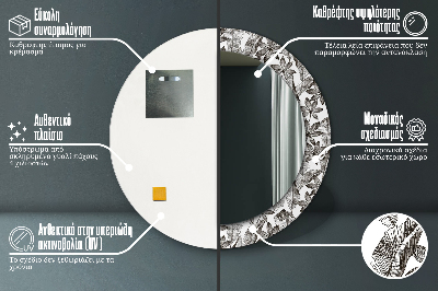 Specchio rotondo stampato Foglie tropicali