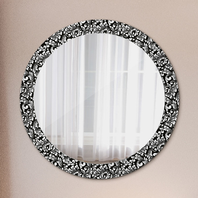 Specchio rotondo cornice con stampa Ornamento