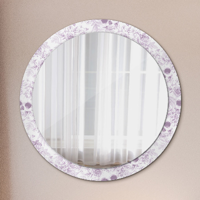 Specchio rotondo cornice con stampa Teschi