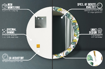 Specchio rotondo stampato Foglie tropicali