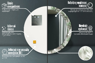 Specchio rotondo stampato Foglie d'acqua