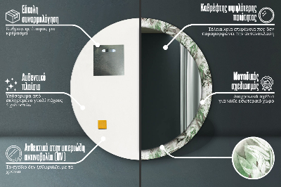 Specchio rotondo stampato Foglie d'acqua