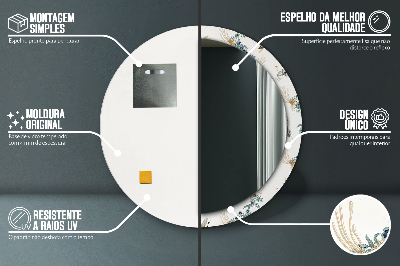 Specchio rotondo stampato Chinoserie