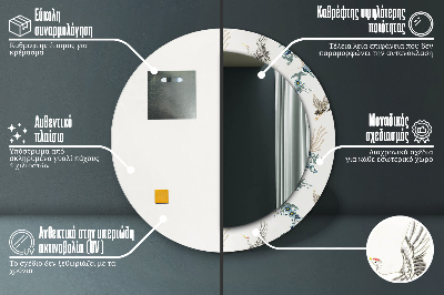 Specchio rotondo stampato Chinoserie