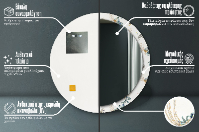 Specchio rotondo stampato Chinoserie