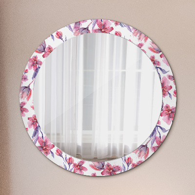 Specchio rotondo stampato Fiori ad acquerello