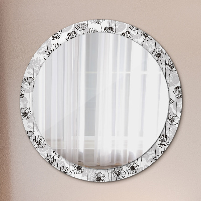 Specchio rotondo stampato Fiori maki