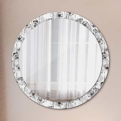 Specchio rotondo stampato Fiori maki