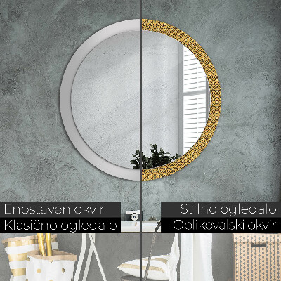 Specchio rotondo cornice con stampa Deco vintage