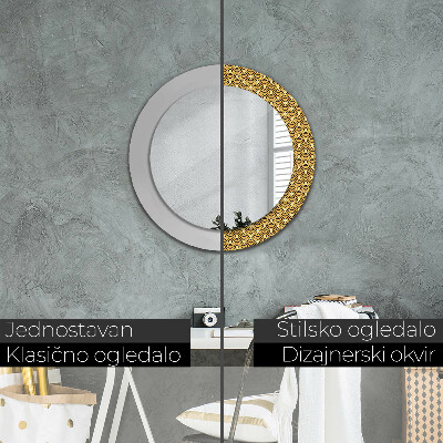 Specchio rotondo cornice con stampa Deco vintage