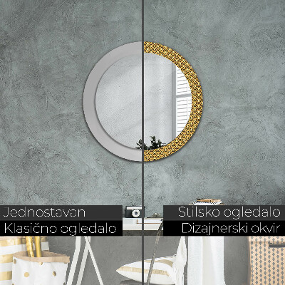 Specchio rotondo cornice con stampa Deco vintage