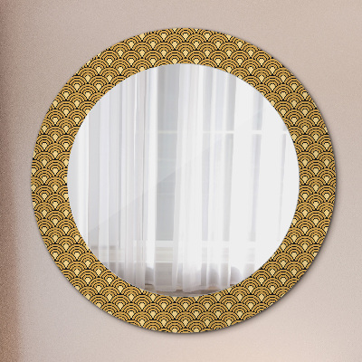 Specchio rotondo cornice con stampa Deco vintage