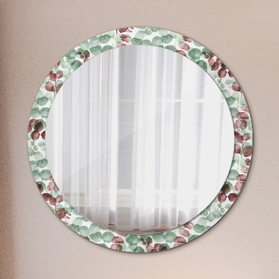 Specchio rotondo cornice con stampa Eucalipto